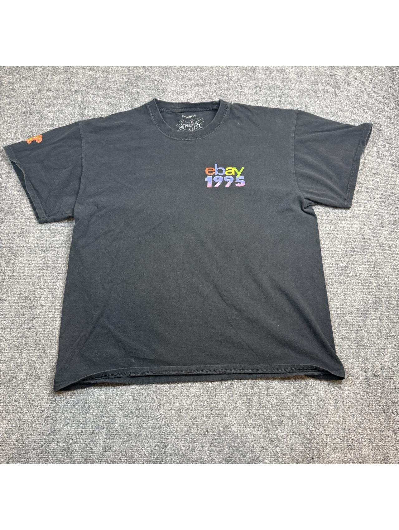 Sneaker Con Ebay 1995 Black TShirt With Multicolored Ebay 1995 Logo Size Xl